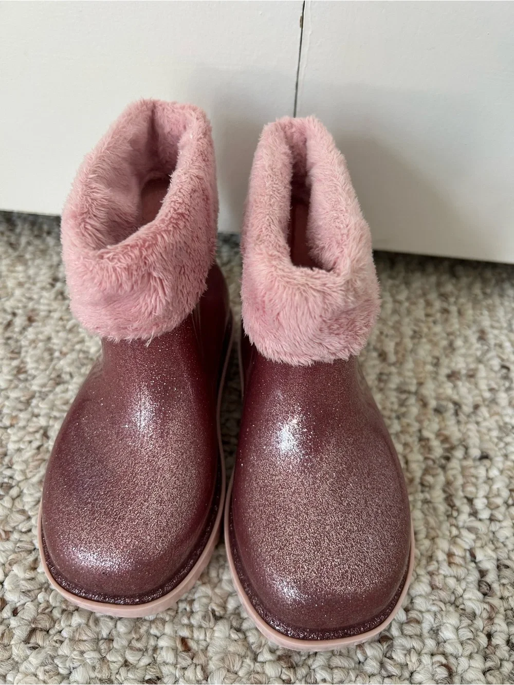 Mini Melissa girls pink glitter boots size 9 Fall Winter Back to School